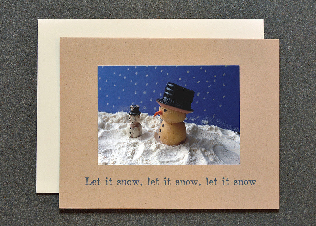 Potato snowman characters greeting card